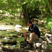 Parco nazionale d'Abruzzo, 3 luglio 2015. Un kiowa sul sentiero della camosciara.