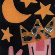 nel regno di Specchio - pennarelli, collage e specchietto rotto
